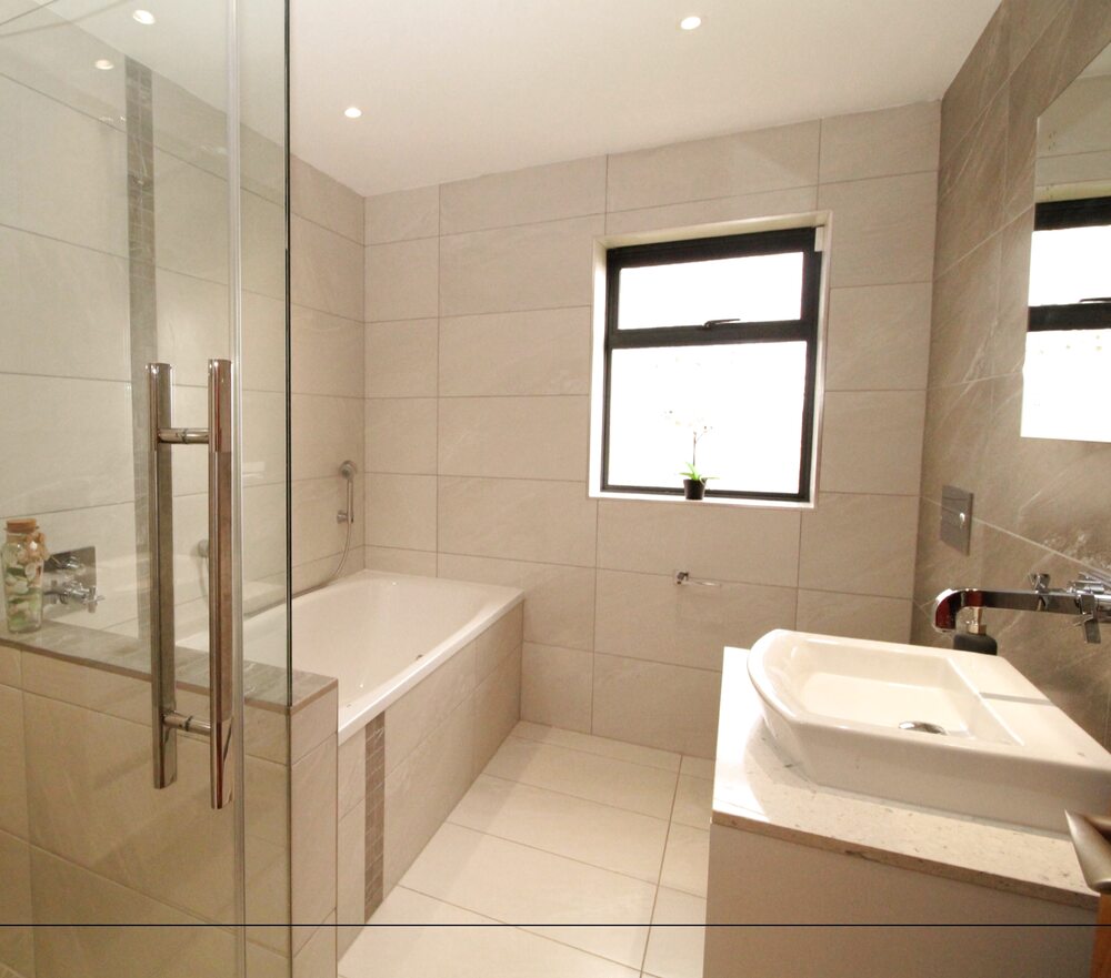 Luxury bathroom with freestanding bath — Tyne View House Northumberland contemporary build