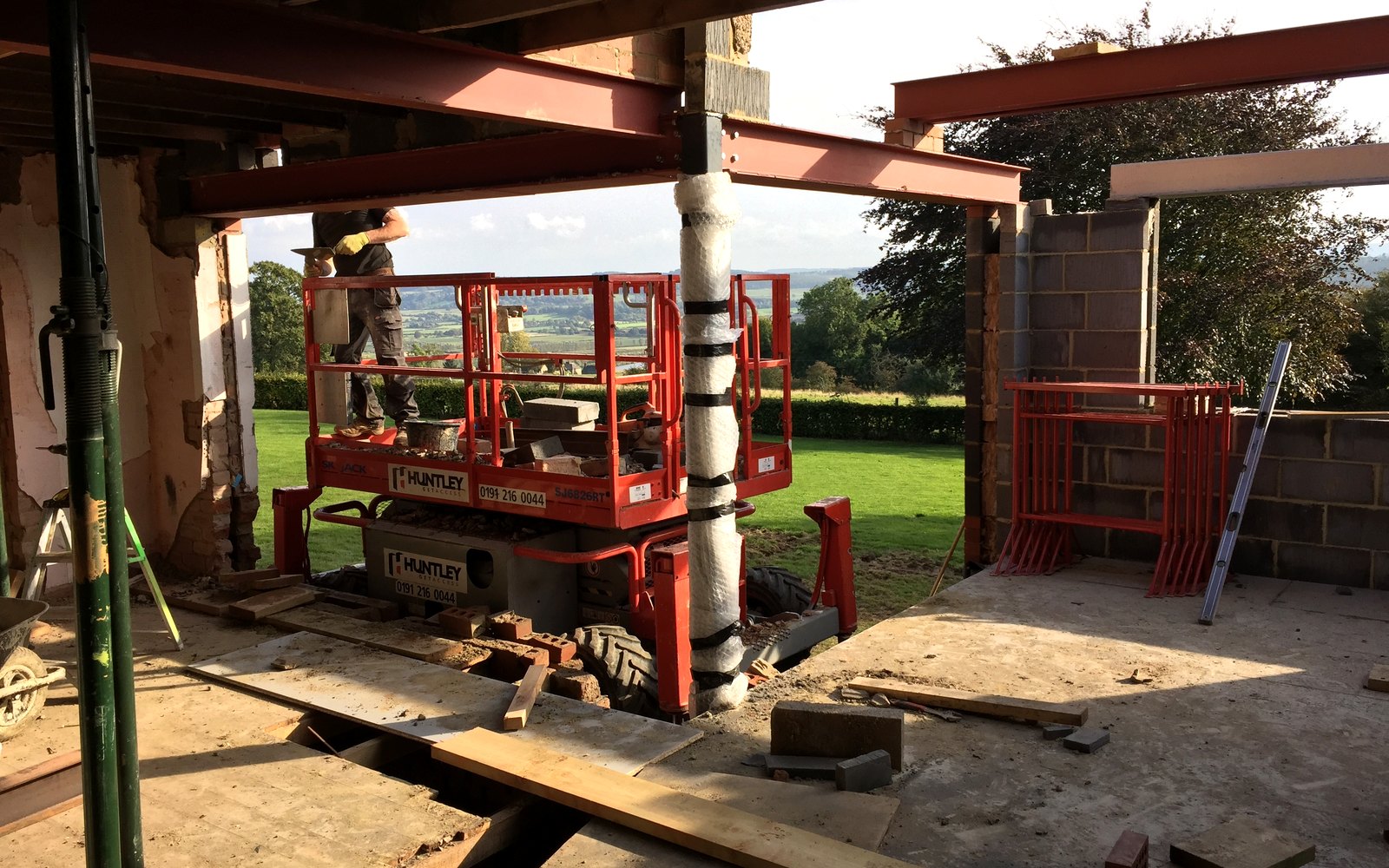 Major structural steelwork installation — Tyne View House Northumberland whole-house rebuild