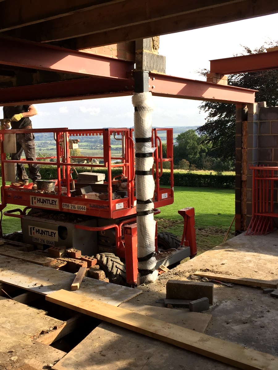 Primary structural steel beams above the Tyne valley — Northumberland main contractor engineering