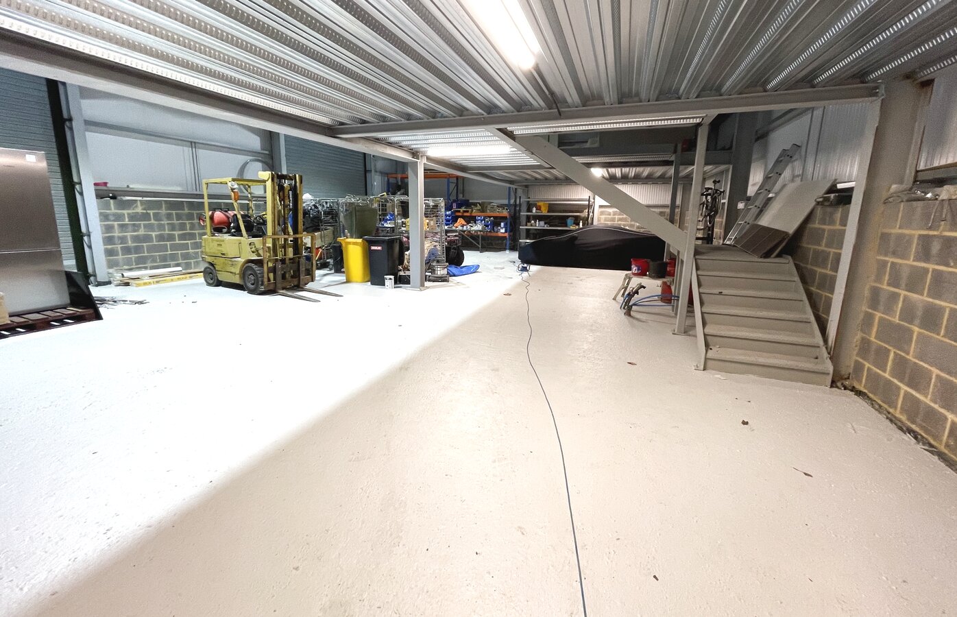 Completed loading bay interior — Quarry Works industrial unit, Surrey new-build
