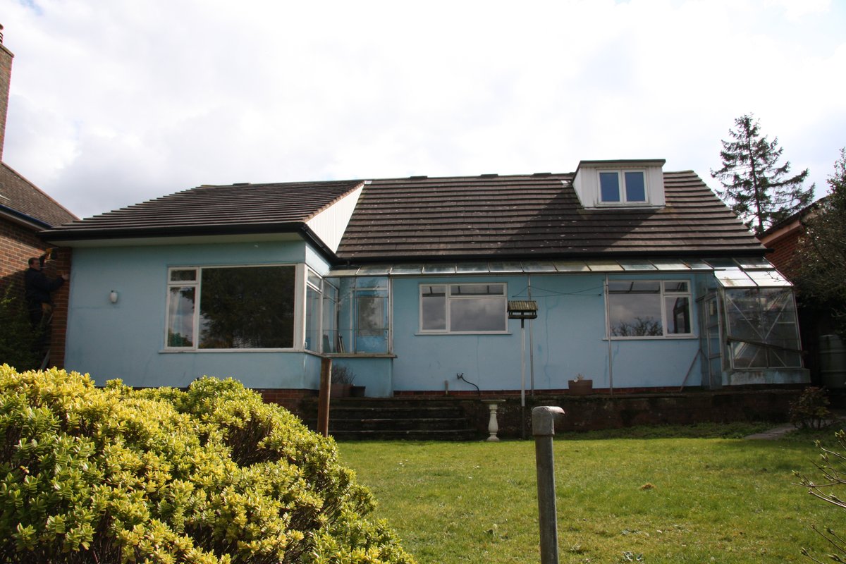 Before transformation — original 1960s bungalow rear, The Mount Guildford pre-construction