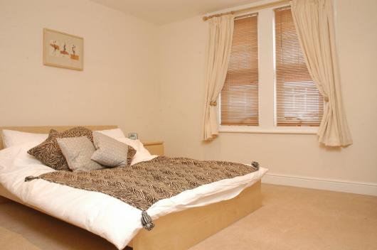 Master bedroom in completed apartment — Springfield Road Victorian conversion to flats, Guildford
