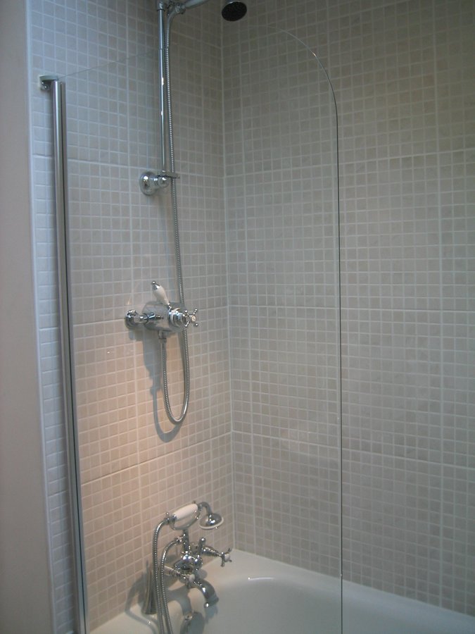 Modern mosaic-tiled bathroom in converted apartment — Springfield Road, Guildford