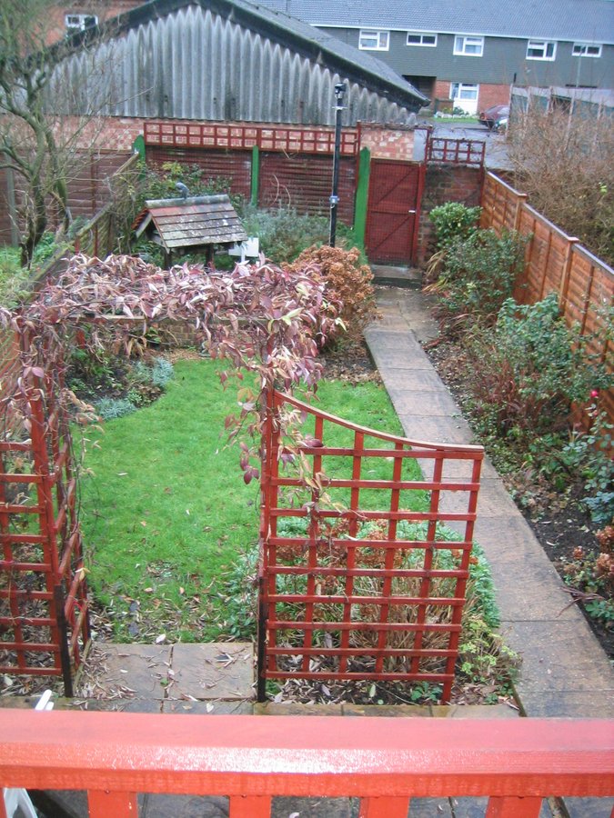 Before conversion — original rear garden and trellis, Springfield Road, Guildford
