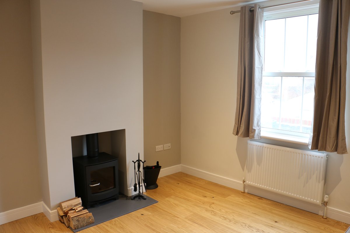 Period lounge with restored wood flooring — Denzil Road extension, Guildford