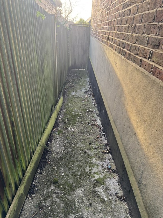 Side passage between properties — Victorian terrace renovation, Surrey